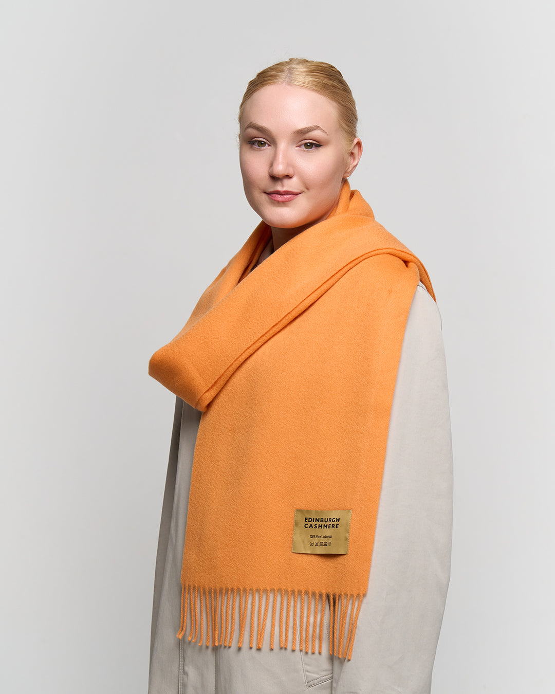 Plain Merino Wool Scarf Orange 4