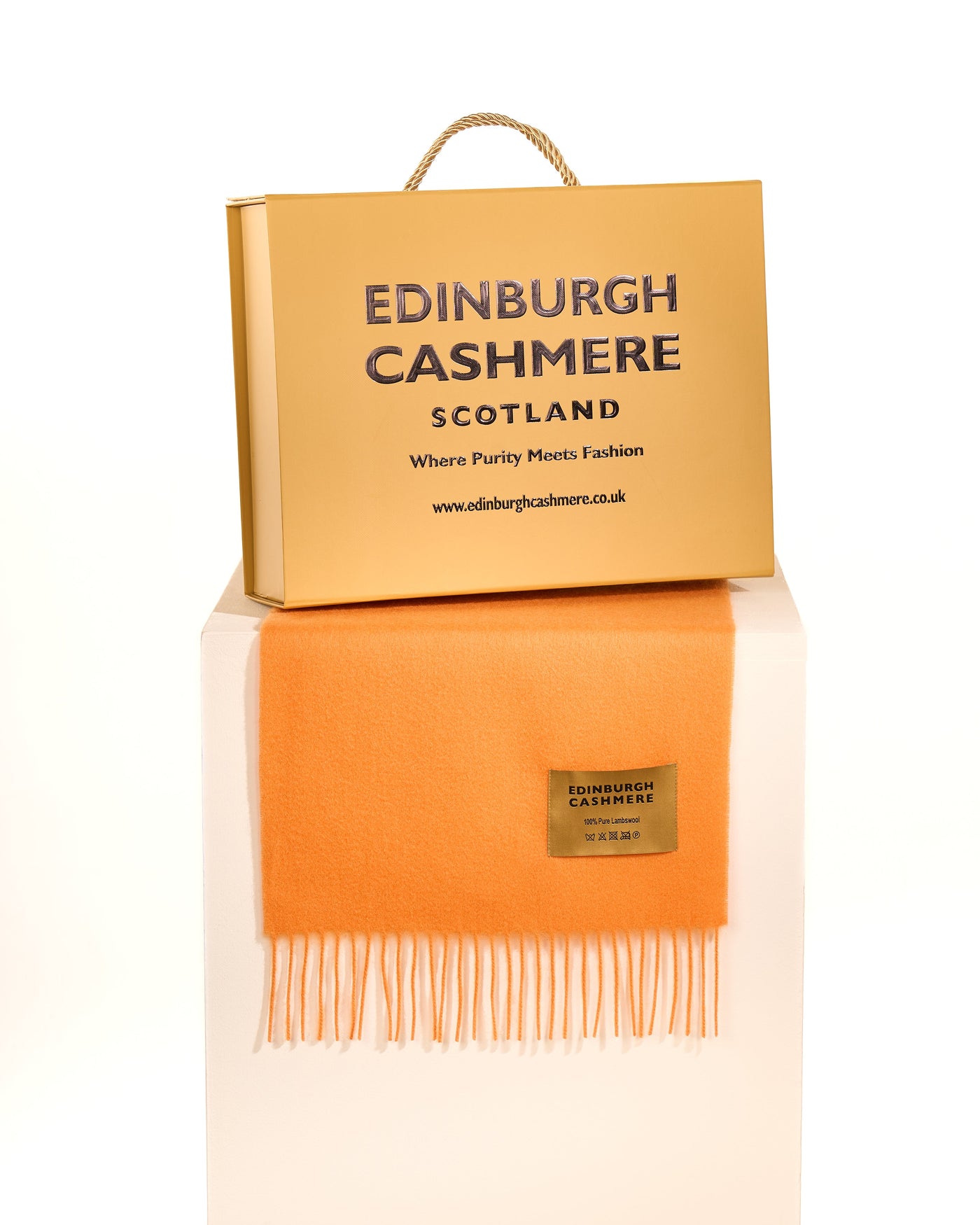 Plain Merino Wool Scarf Orange 4