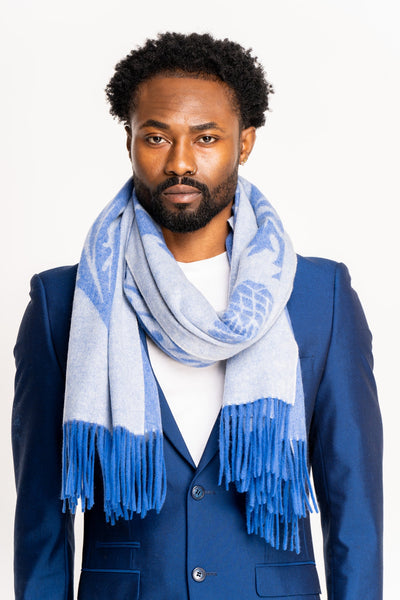 더블 시슬 블루 스카프 100% Pure Lambswool