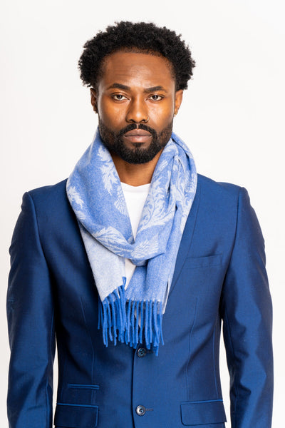 더블 시슬 블루 스카프 100% Pure Lambswool