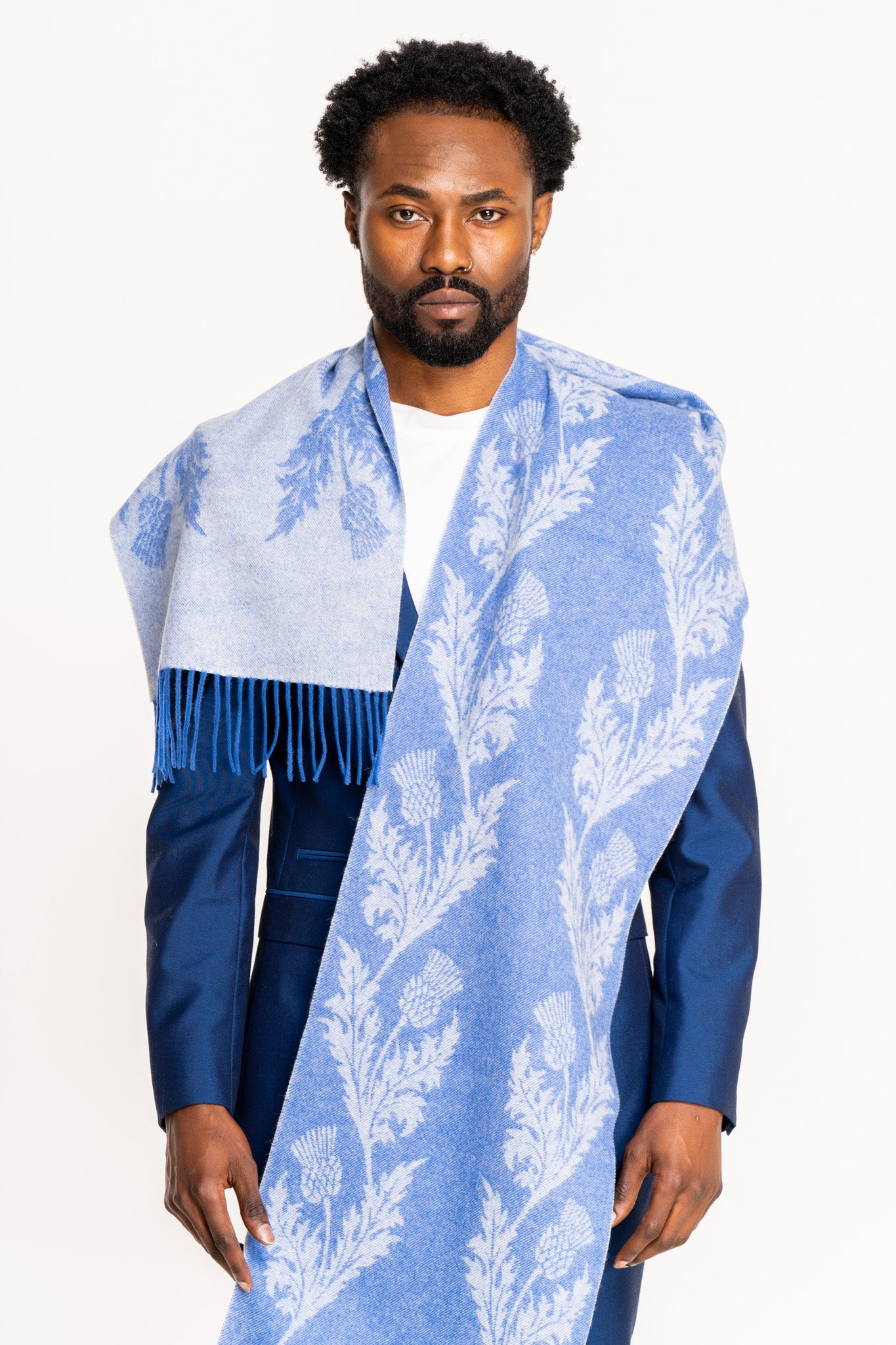 더블 시슬 블루 스카프 100% Pure Lambswool