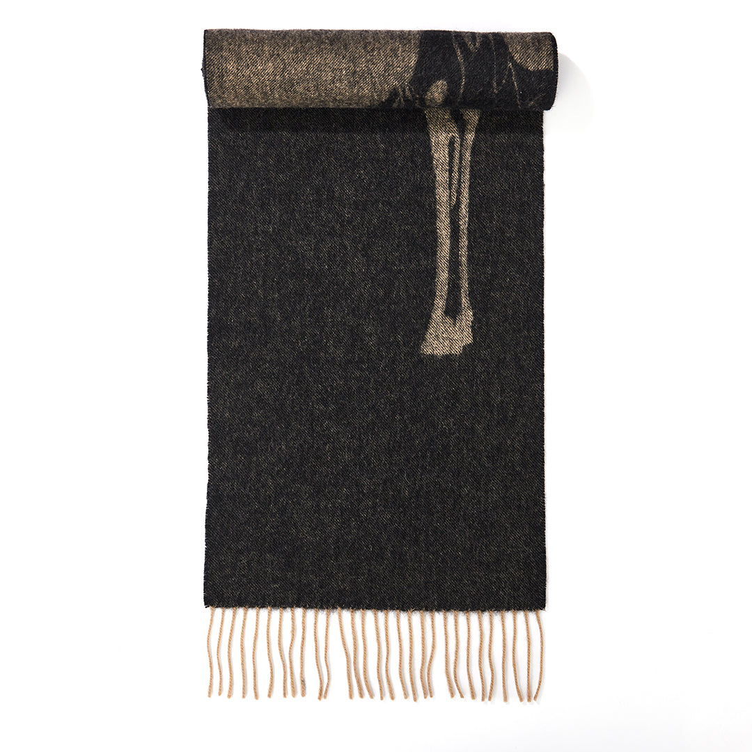 Full Stag Charcoal Scarf 100% 퓨어 램스울