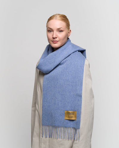 Plain Merino Wool Scarf Sky Blue 134