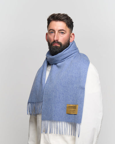 Plain Merino Wool Scarf Sky Blue 134