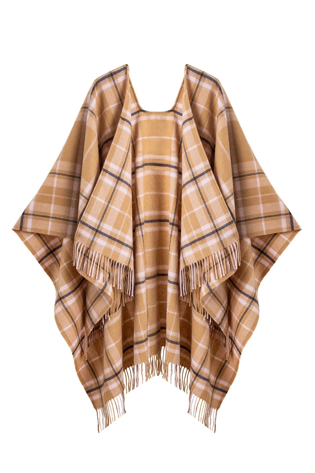 Luxury Cape/Poncho EC Check Exclusive Iconic Design - Camel Style 1
