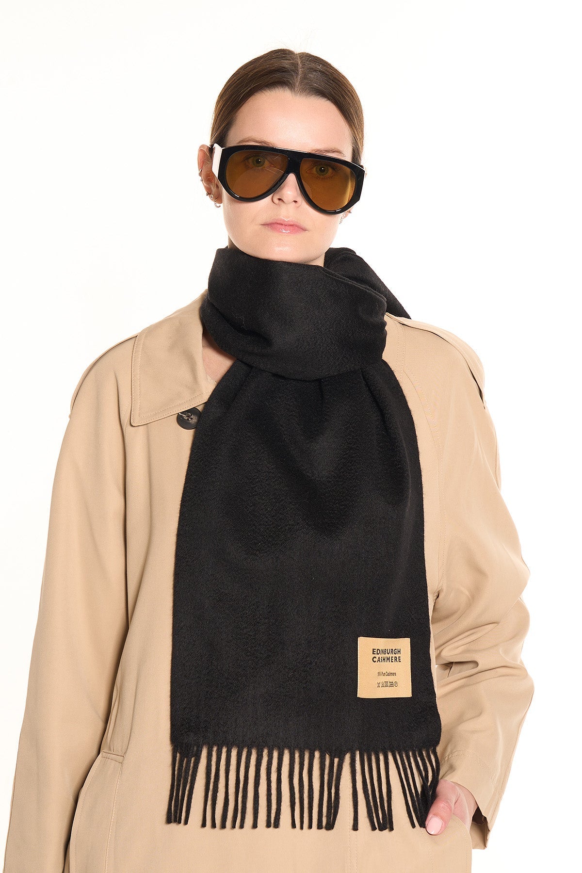 100% Pure Black Cashmere Scarf
