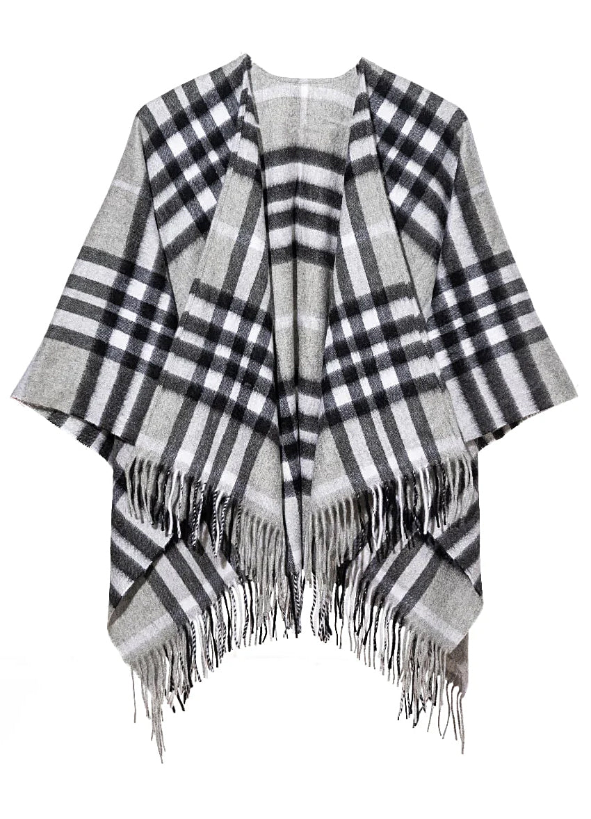 DC クラシック グレー ケープ 100% ピュア カシミア