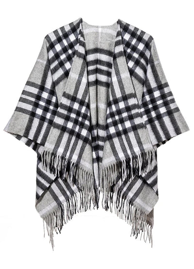 DC クラシック グレー ケープ 100% ピュア カシミア