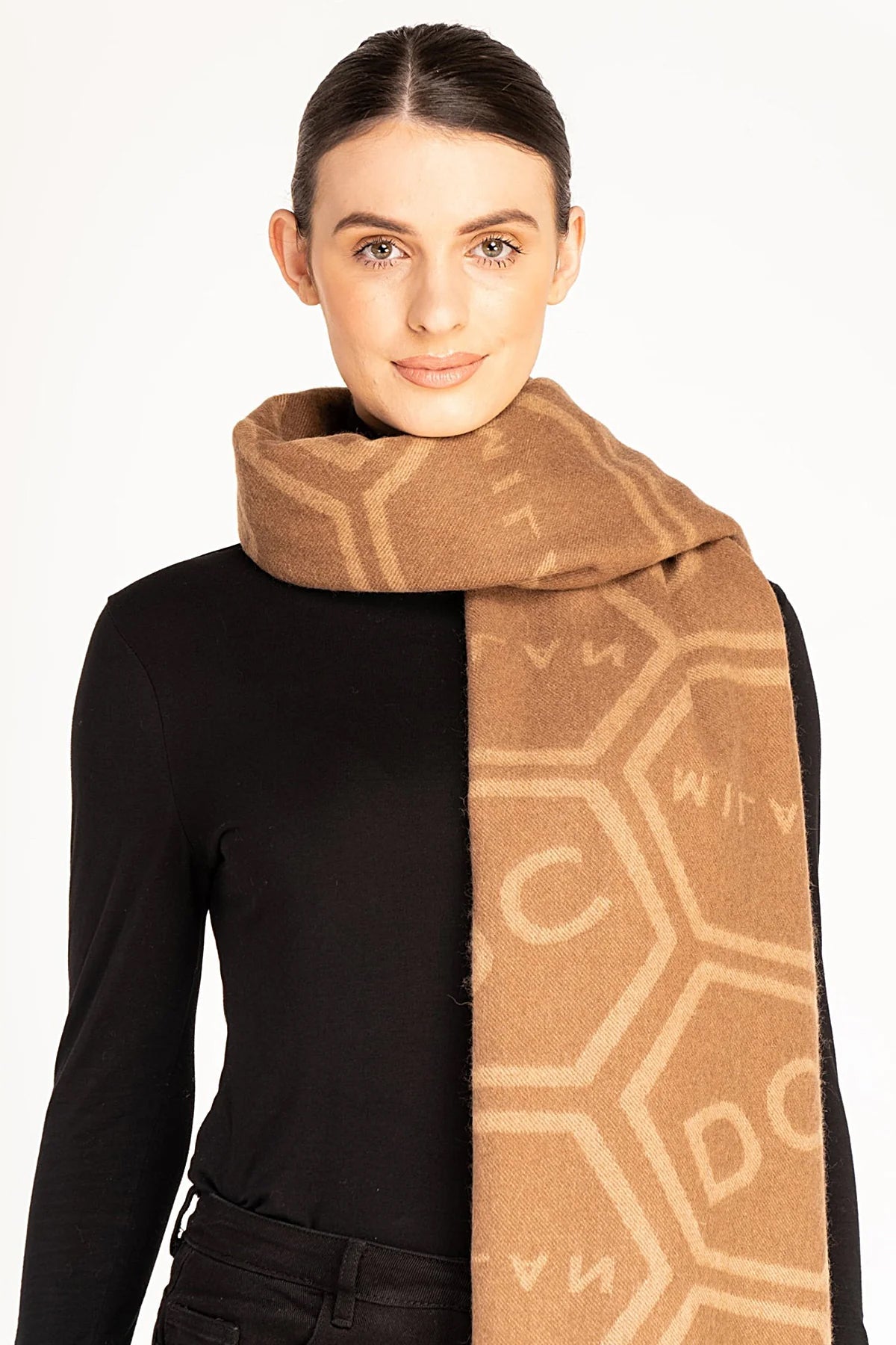 DC Monogram Camel Stole 100% Pure Lambswool