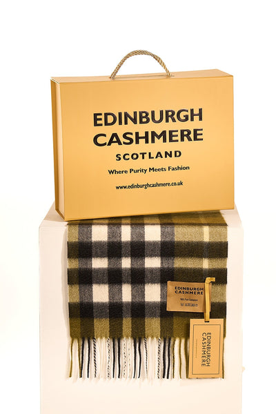 100% Pure Cashmere Children DC Check Scarf Check Scarf Green