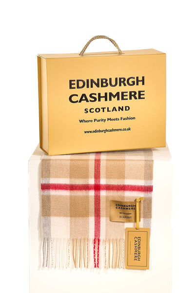 100% Pure Cashmere Children DC Scott Scarf Grey/Camel