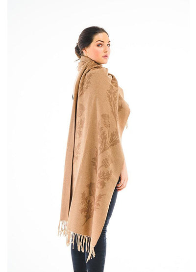 Double Thistle Camel Stole 100% Pure Lambswool
