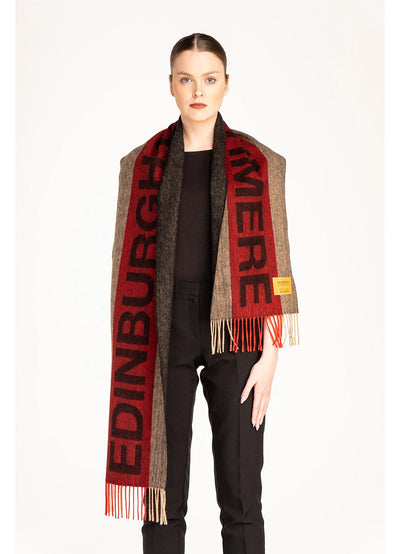 에든버러 레드 스카프 100% 퓨어 램스울