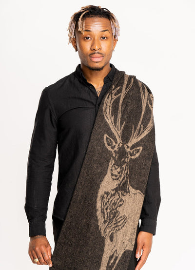 Full Stag Charcoal Scarf 100% 퓨어 램스울