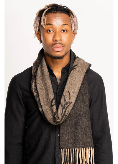 Full Stag Charcoal Scarf 100% 퓨어 램스울