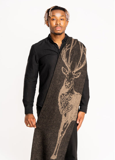 Full Stag Charcoal Scarf 100% 퓨어 램스울