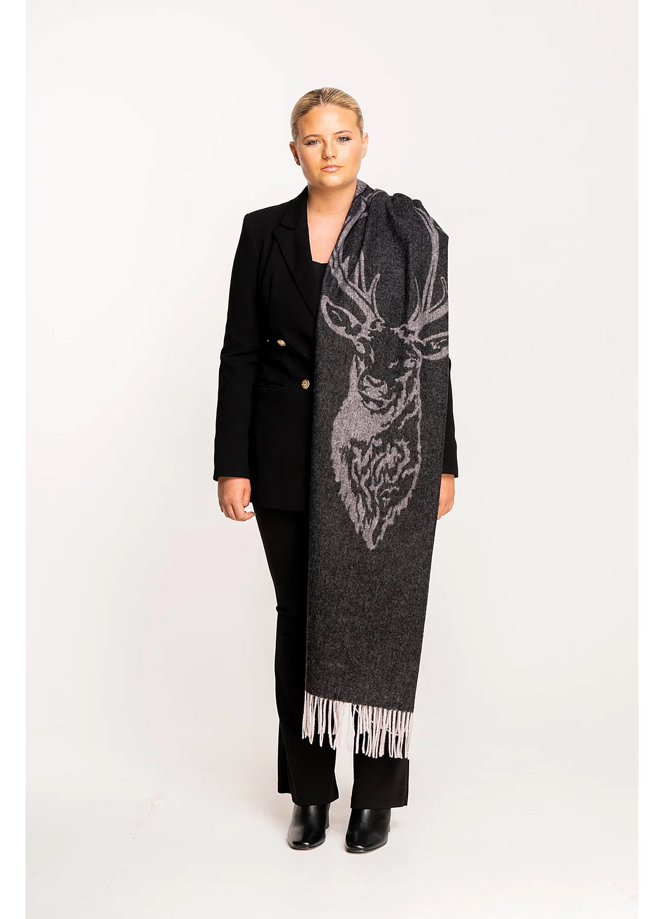 사슴 그레이 스톨 100% 퓨어 램스울