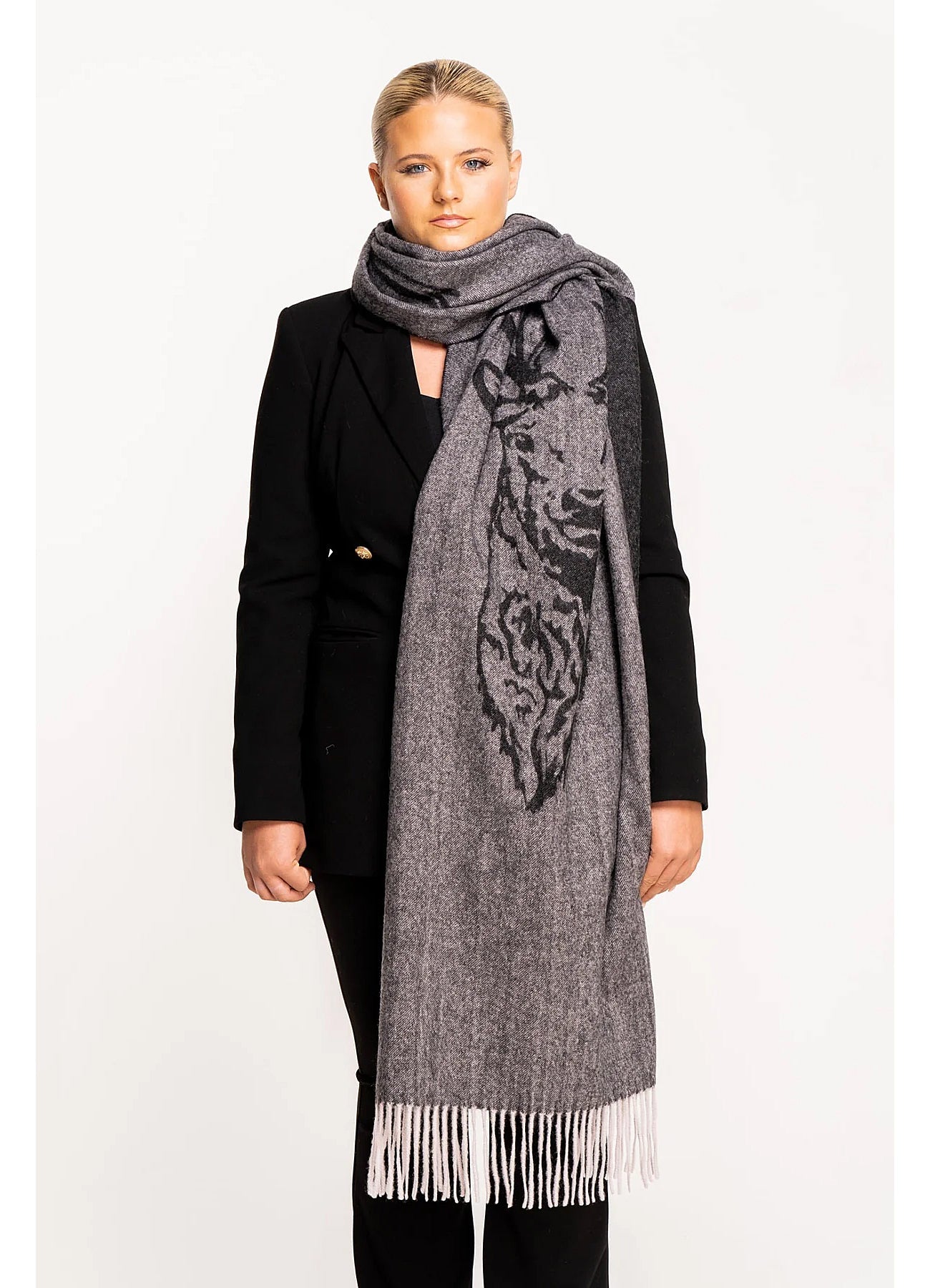 사슴 그레이 스톨 100% 퓨어 램스울