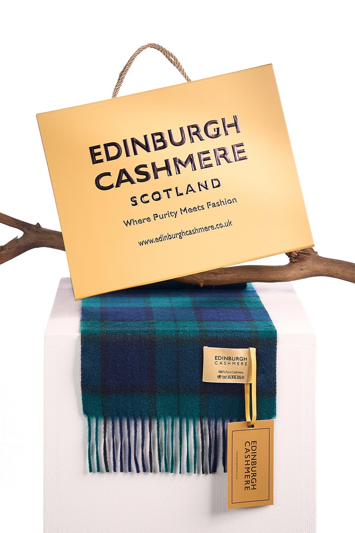 100% Pure Cashmere Children Tartan Scarf Black Watch