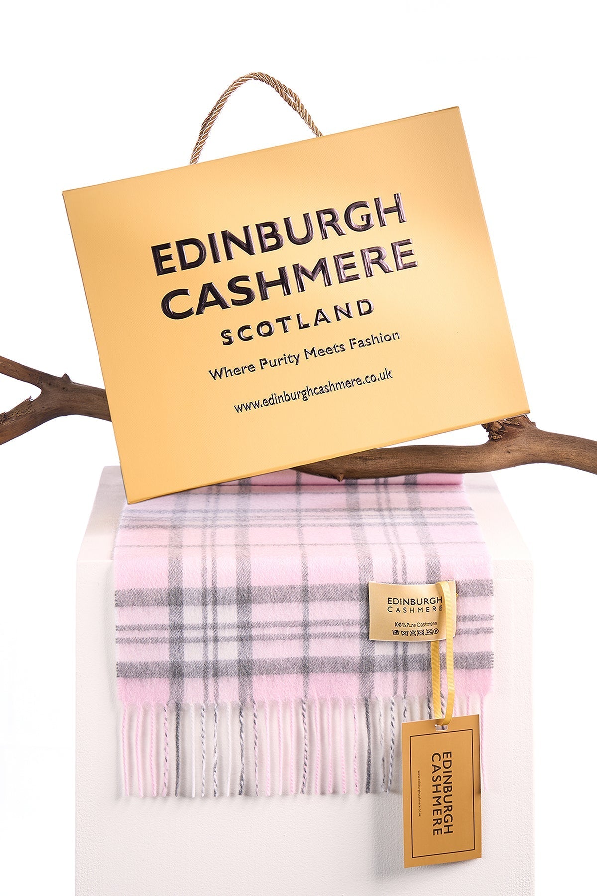 100% Pure Cashmere Children Tartan Scarf Thomson Pink