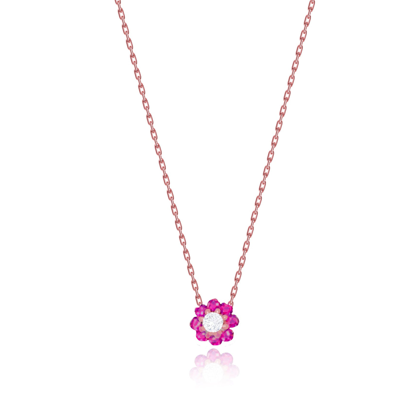 Scott Cashmere 18k Rose Gold with Ruby and Diamonds - Necklace Style 25