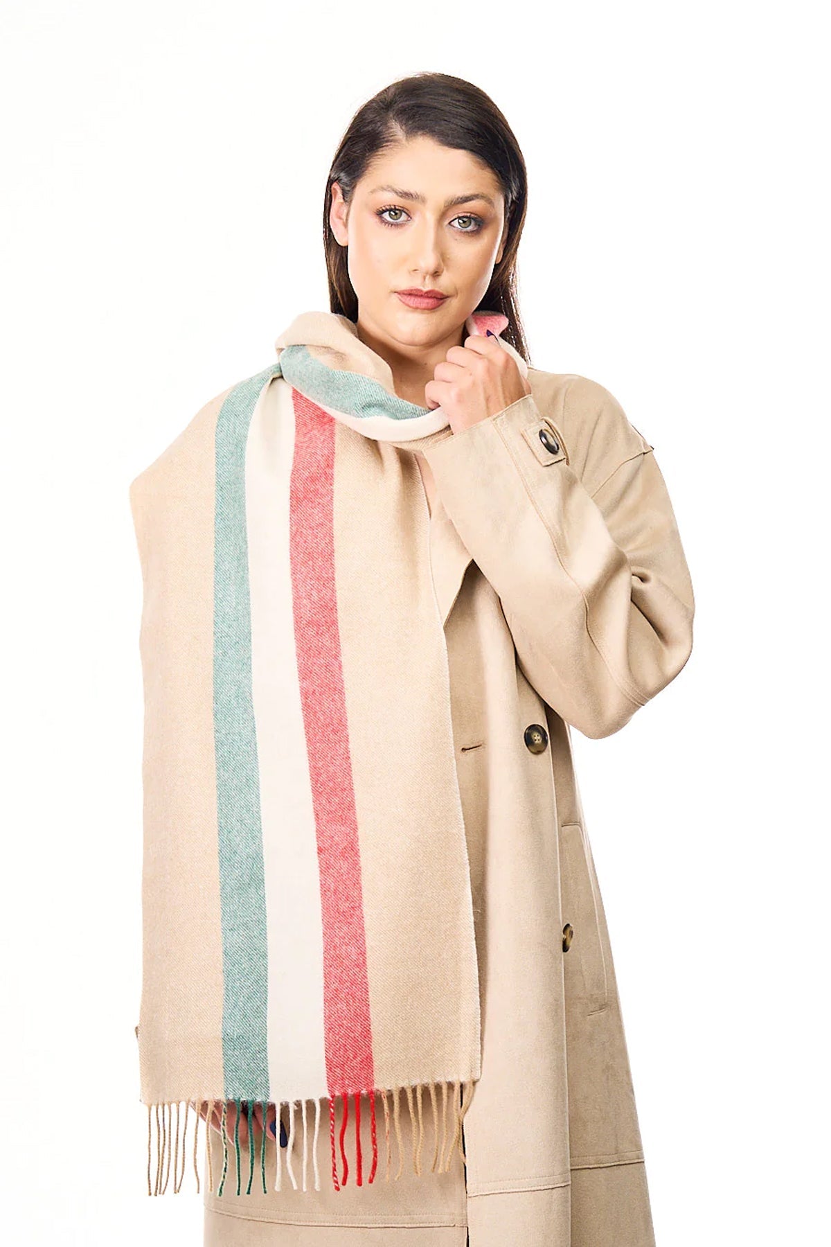 ミラノ クリーム スカーフ 100% ピュア ラムズウール