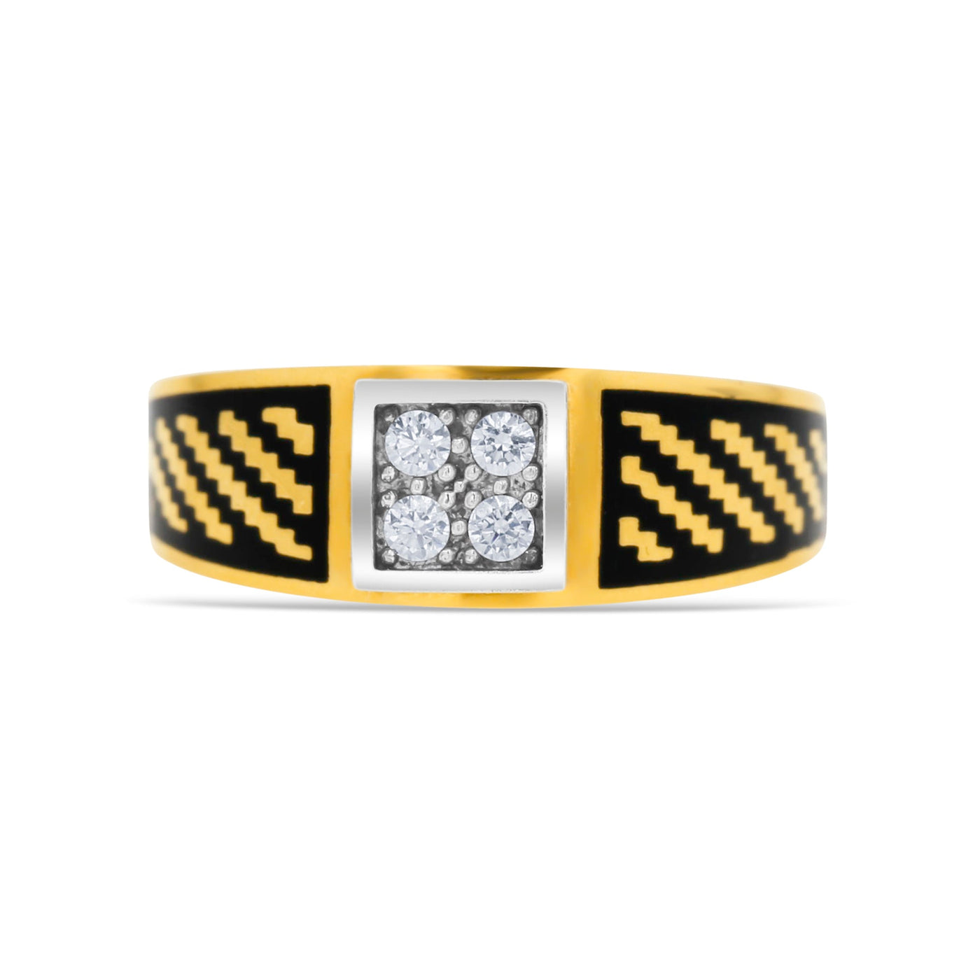 Scott Cashmere 22k Yellow Gold with Enamel and Stone - Ring Style 61 (Men's Ring)