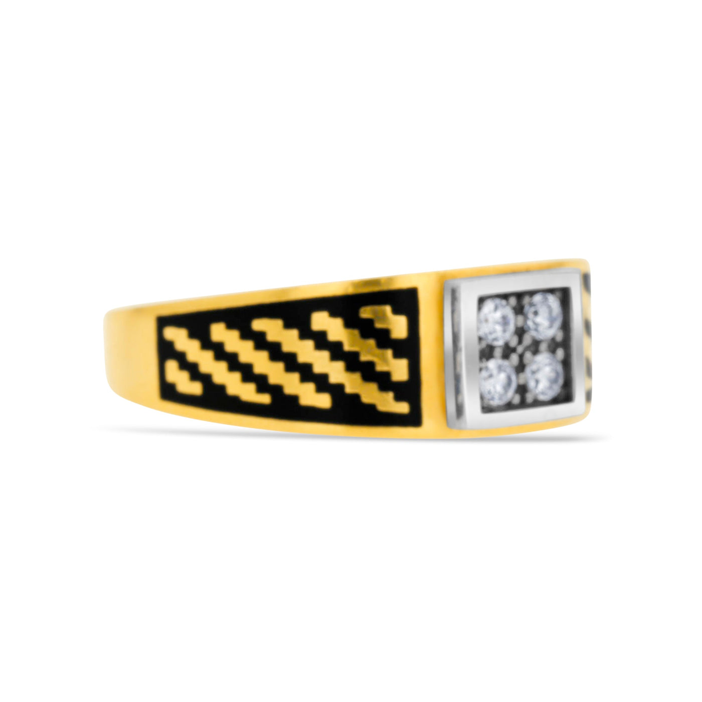 Scott Cashmere 22k Yellow Gold with Enamel and Stone - Ring Style 61 (Men's Ring)