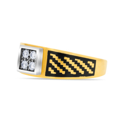 Scott Cashmere 22k Yellow Gold with Enamel and Stone - Ring Style 61 (Men's Ring)