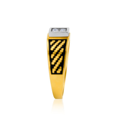 Scott Cashmere 22k Yellow Gold with Enamel and Stone - Ring Style 61 (Men's Ring)