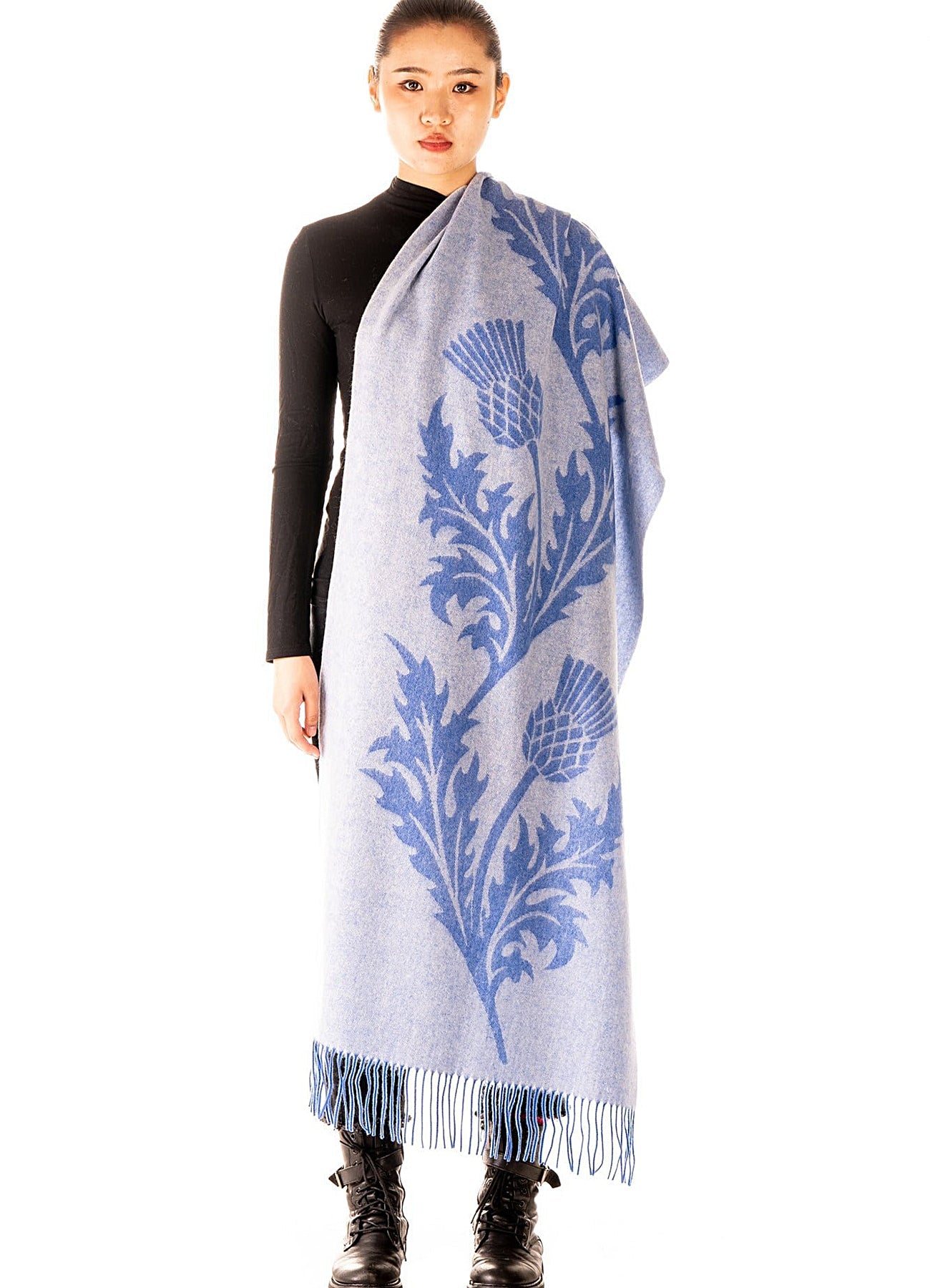 Single Thistle Blue Stole 100% Pure Lambswool