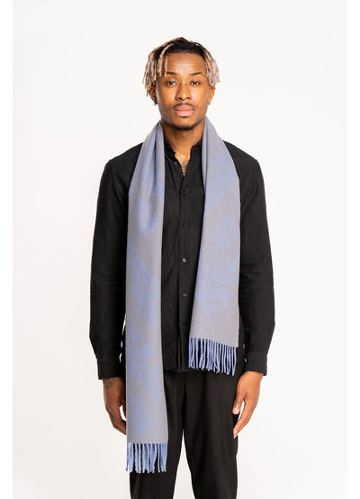 シングル アザミ ブルー スカーフ 100% ピュア ラムズウール