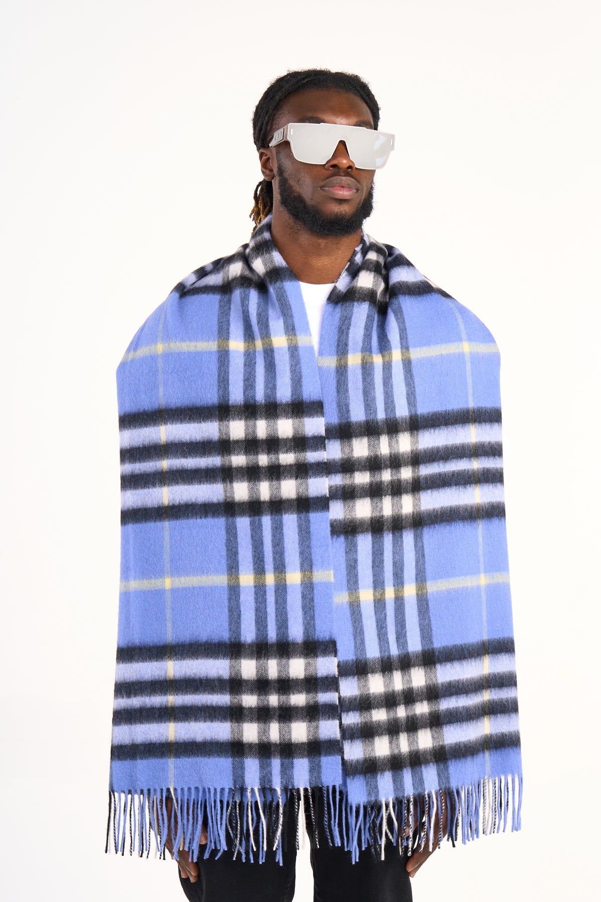 Scarf DC Classic Blue Oversized Wrap 100% Pure Lambswool