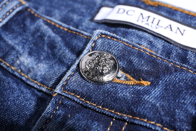 Medium Blue Slim-Fit Jeans With 4 Logos