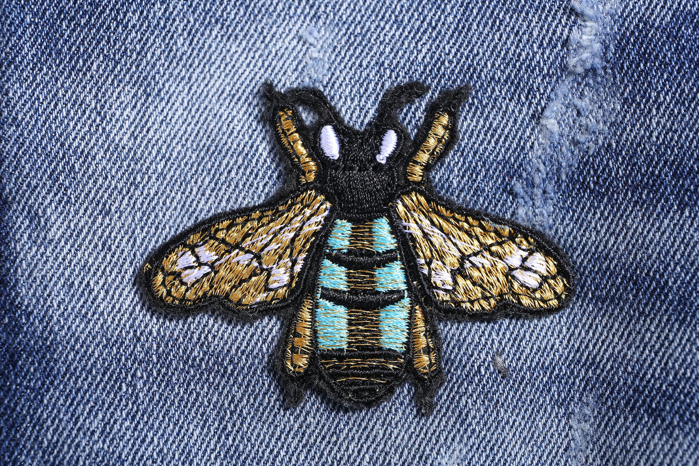 Medium Blue Slim-Fit Jeans With 4 Logos