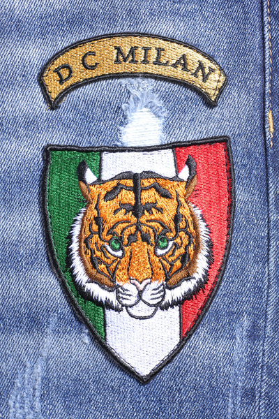 Medium Blue Slim-Fit Jeans With 4 Logos