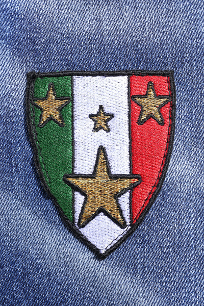 Medium Blue Slim-Fit Jeans With 4 Logos