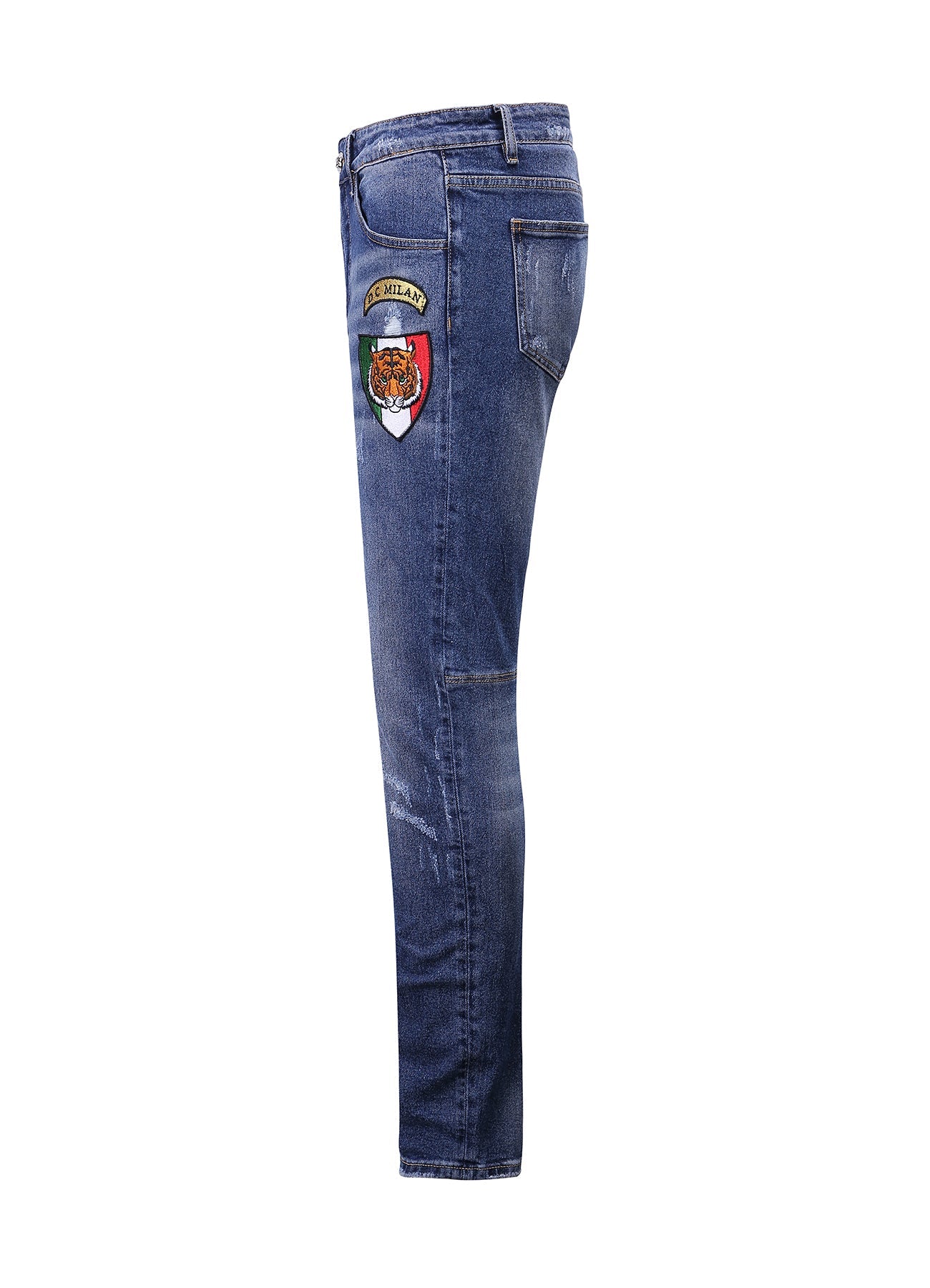 Medium Blue Slim-Fit Jeans With 4 Logos